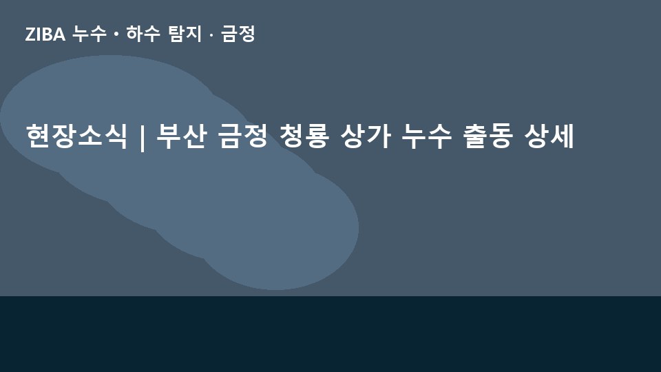 현장소식 | 부산 금정 청룡 상가 누수 출동 상세